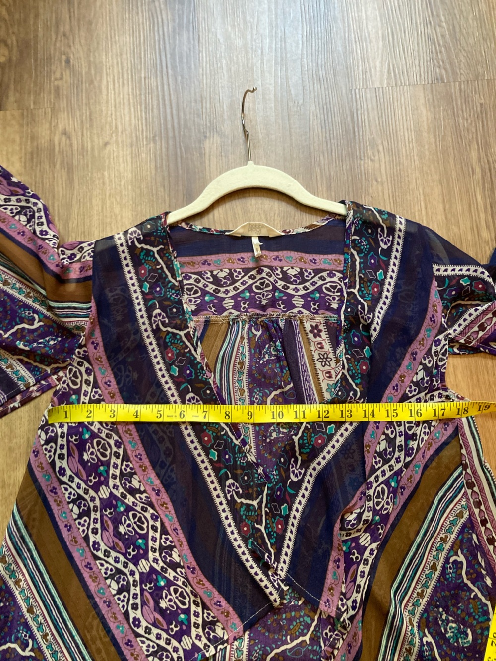 Black Poppy Sheer Purple Prints Open Jacket/Wrap Small - Picture 9 of 9